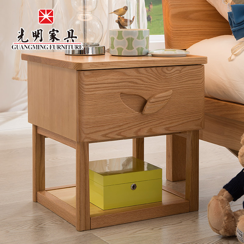 【光明家具】北歐簡約全實木床頭柜 紅橡木全實木儲物柜原木色收納柜 WX3-1491-45 【光明家具】北歐簡約全實木床頭柜 紅橡木全實木儲物柜原木色收納柜 WX3-1491-45