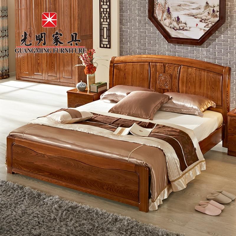 【光明家具】全實木水曲柳床 中式簡約實木床 1.8米拉桿床 實木床儲物床 398-1501-150 【光明家具】全實木水曲柳床 中式簡約實木床 1.8米拉桿床 實木床儲物床 398-1501-150