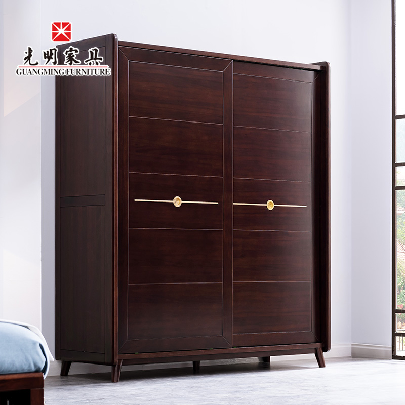【光明家具】進口紅斑馬木實木衣柜 新中式臥室拉門衣柜909-2101L-181 【光明家具】進口紅斑馬木實木衣柜 新中式臥室拉門衣柜909-2101L-181
