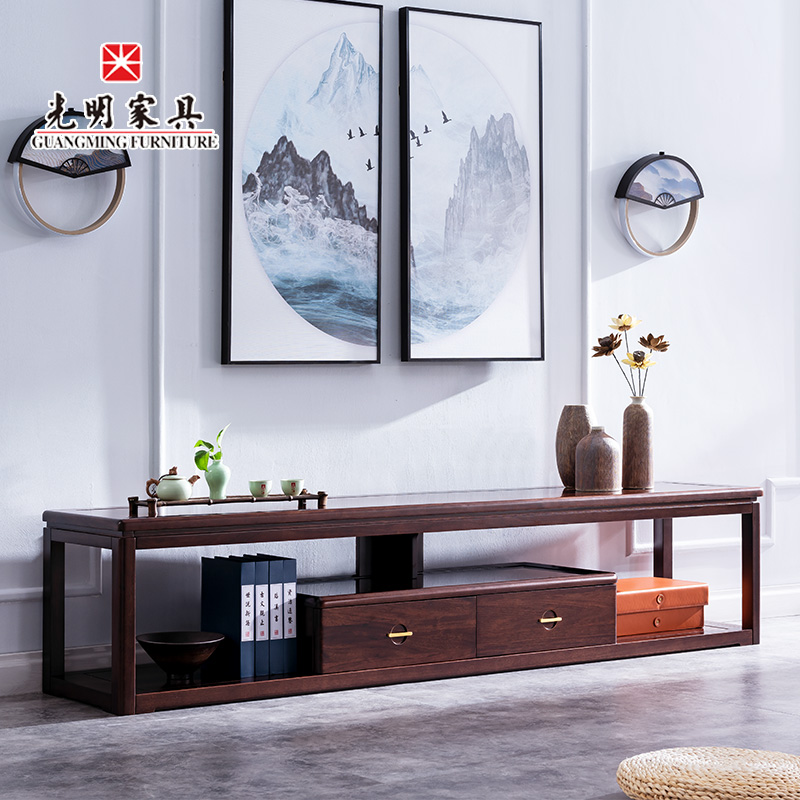 【光明家具】進口紅斑馬木實木電視柜 新中式客廳909-2701-211 【光明家具】進口紅斑馬木實木電視柜 新中式客廳909-2701-211