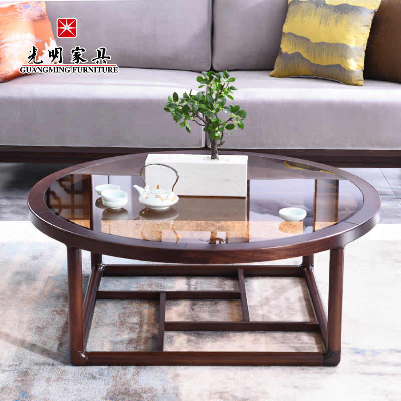 【光明家具】進口紅斑馬木圓茶幾 新中式客廳圓茶幾909-3201-105 【光明家具】進口紅斑馬木圓茶幾 新中式客廳圓茶幾909-3201-105