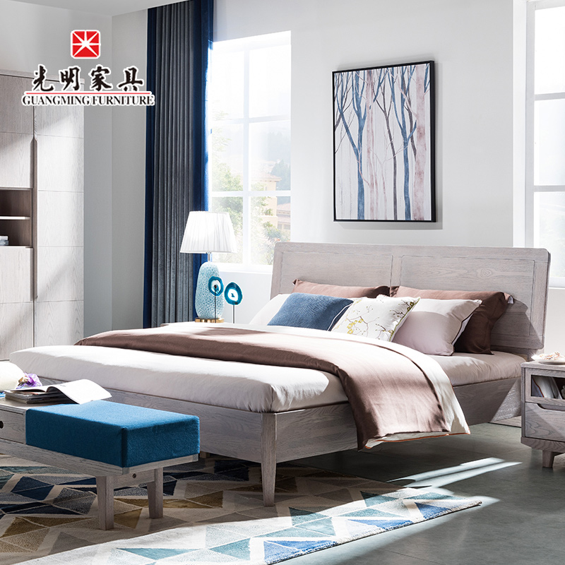 【光明家具】臥室家具北歐全實木床868-1501-195 【光明家具】臥室家具北歐全實木床868-1501-195